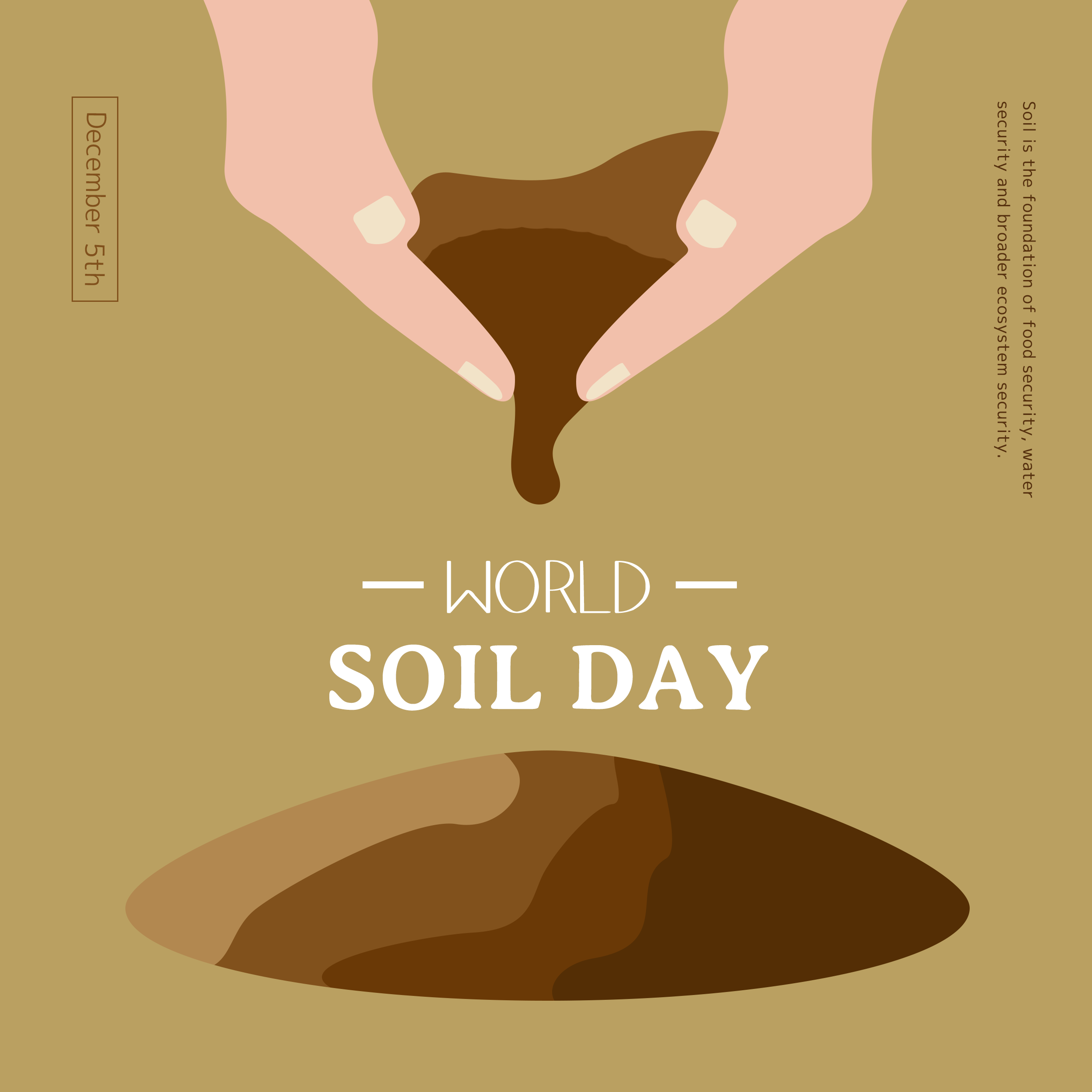 创意插画双手捧着泥土世界土壤日节日社交模板图片