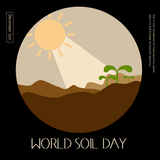 泥土有水海报模板_创意手绘土壤植物世界土壤日节日社交模板