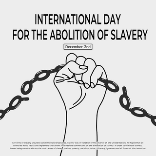 day2海报模板_创意插画手拿断裂的链子废除奴隶制国际日宣传社交媒体