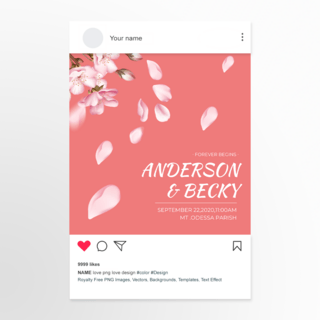 instagram海报模板_红色背景花朵婚礼instagram帖子