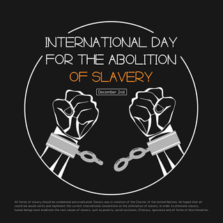 创意拳头和断裂的手铐废除奴隶制国际日宣传社交媒体