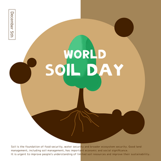 土壤肥沃海报模板_卡通手绘土壤和植物世界土壤日节日社交模板