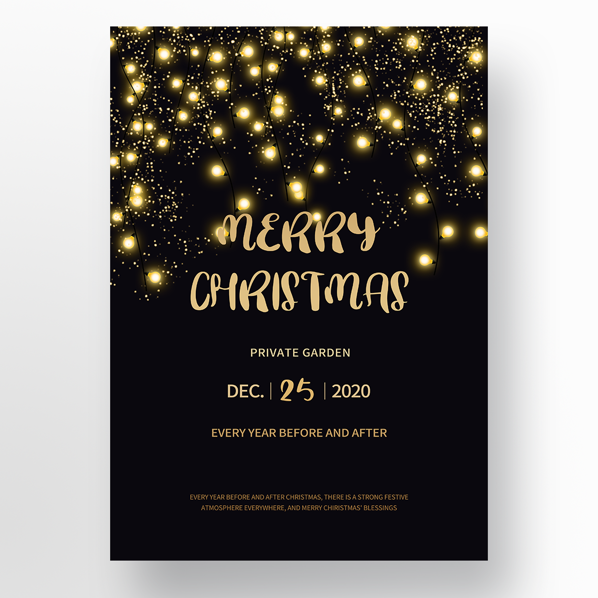 奢华黑色灯效光晕圣诞节节日宣传海报图片