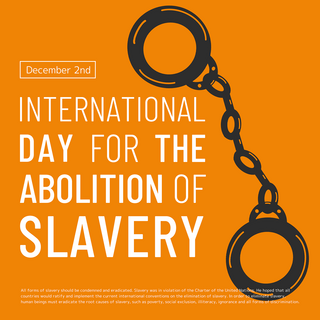 day2海报模板_手绘卡通手铐废除奴隶制国际日宣传社交媒体