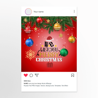 小挂件海报模板_温馨红色小挂件圣诞树圣诞节 instagram post