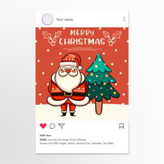 圣诞袜红色海报模板_红色卡通圣诞快乐 social media post