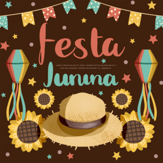 戴草帽的男海报模板_festas juninas巴西六月节社交媒体草帽向日葵sns模板