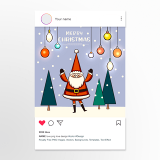 圣诞袜卡通海报模板_紫色可爱圣诞快乐 social media post