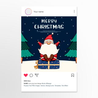 礼物圣诞袜海报模板_彩色可爱风格圣诞快乐 social media post