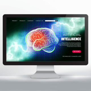 科技科幻元素海报模板_科幻风格人脑元素科技智能宣传网页