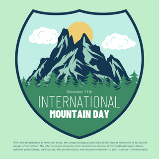 创意插画山峰和植物结合国际山区日节日社交模板