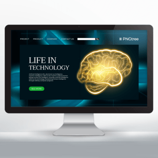 科技科幻元素海报模板_科技风格深色背景人脑元素科技智能宣传网页