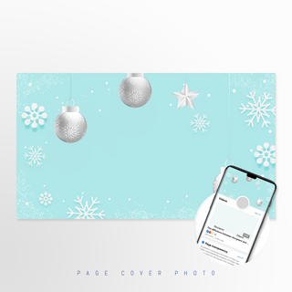 雪花圣诞快乐海报模板_淡雅蓝色雪花圣诞快乐facebook post cover