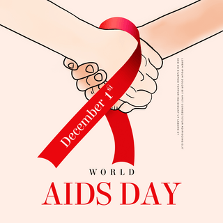 艾滋病日节日红色丝带海报sns模板