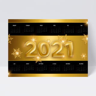 简约2021年历海报模板_黑金经典高级2021年历设计