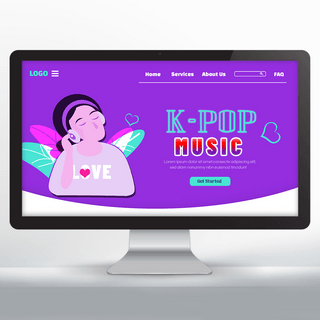 k-pop 音乐文化节宣传主页听音乐女孩