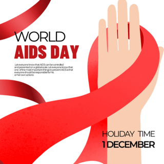 红丝带宣传海报模板_手掌红丝带元素世界艾滋病日宣传海报