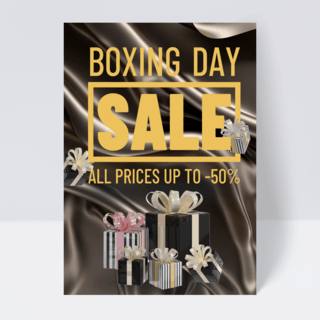 boxingday黑色丝绸背景促销传单