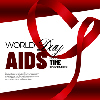 红色质感丝带元素世界艾滋病日宣传海报