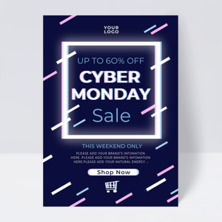 动感线条cyber monday 促销传单