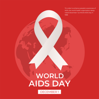 红色地球地球海报模板_红色背景世界艾滋病社交媒体