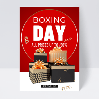 黑金色礼物盒元素boxing day 促销传单