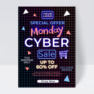 网格背景渐变色cyber monday 促销传单