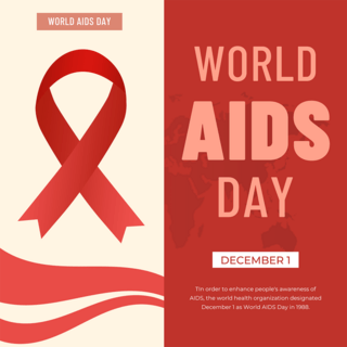 丝带元素海报模板_红色丝带元素世界艾滋病日社交媒体