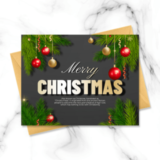 精致立体海报模板_黑色背景风格精致立体圣诞卡片