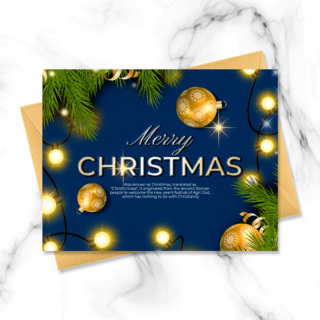 卡片圣诞海报模板_蓝色背景创意光效精致立体圣诞卡片