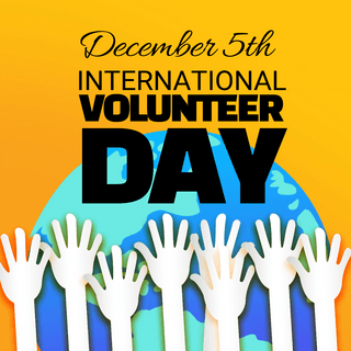 我用残损的手掌海报模板_橙色手掌international volunteer day节日宣传sns
