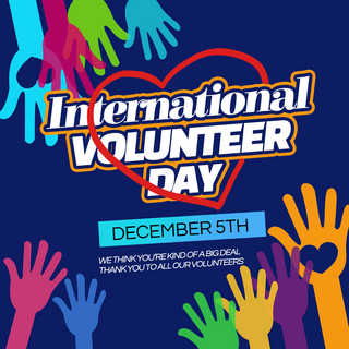 蓝色手掌海报模板_蓝色手掌international volunteer day节日宣传sns