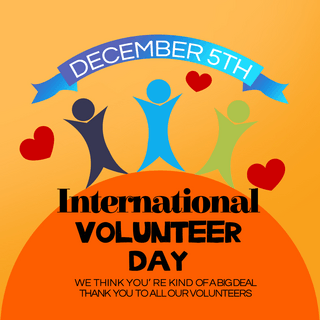 志愿者剪影海报模板_橙色小人international volunteer day节日宣传sns