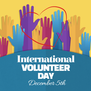 我用残损的手掌海报模板_黄色手掌international volunteer day节日宣传sns