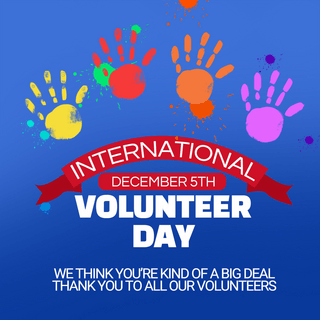 蓝色手掌海报模板_蓝色地球手掌international volunteer day节日宣传sns