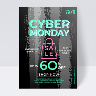 电子商务推广海报模板_色彩对比cyber monday 促销传单