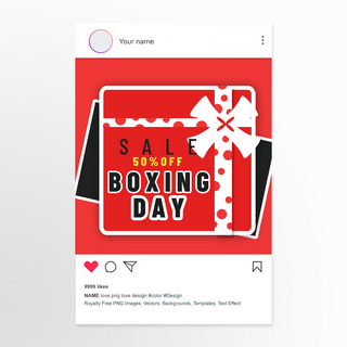 商务点海报模板_boxing day 促销 social media post波点彩带礼盒