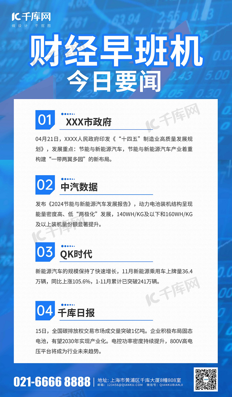财经新闻科技数据蓝色简约海报海报图片素材