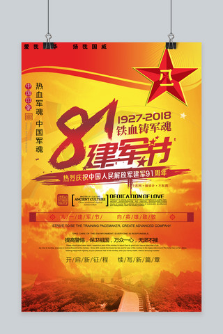 千库网原创热烈庆祝中国人民解放军建军91周年海报