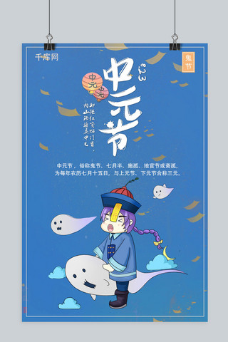 千库网原创中元节海报