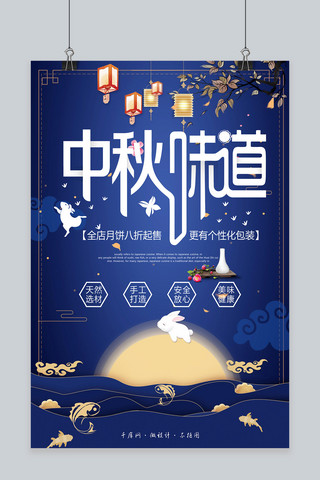 千库网原创中秋节卡通月饼促销海报