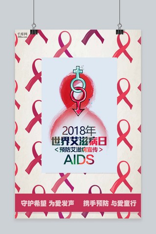 消除艾滋病海报模板_世界艾滋病日预防艾滋宣传卡通创意海报