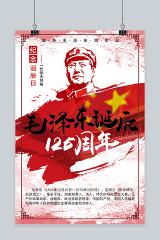 千库网毛泽东125周年海报