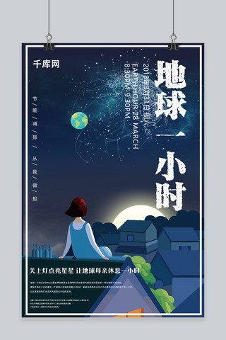 海报星座海报模板_创意地球一小时海报