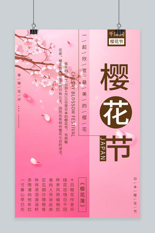 樱花花瓣海报模板_创意简约樱花节海报