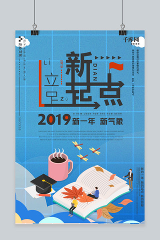 千库近义词2019新起点企业宣传海报