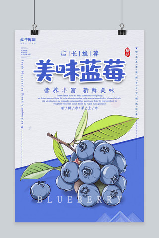 创意美味蓝莓促销海报