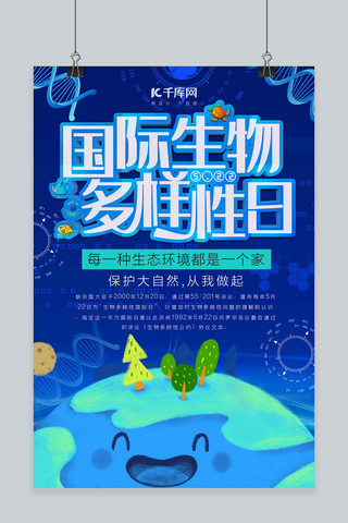 树保护环境海报模板_创意国际生物多样性日保护地球公益海报