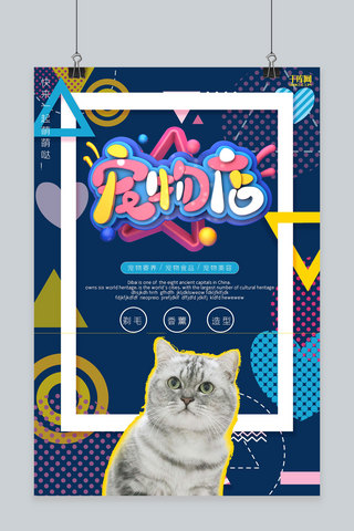波谱风海报模板_创意蓝色波谱风宠物店活动海报