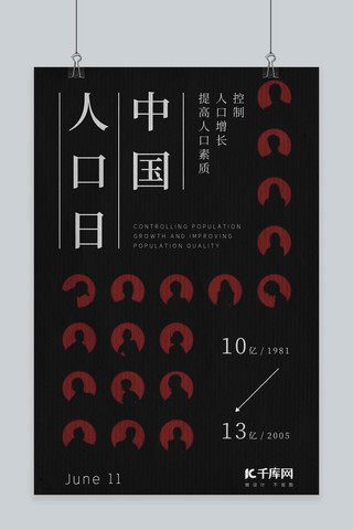中国人口日剪影肌理海报